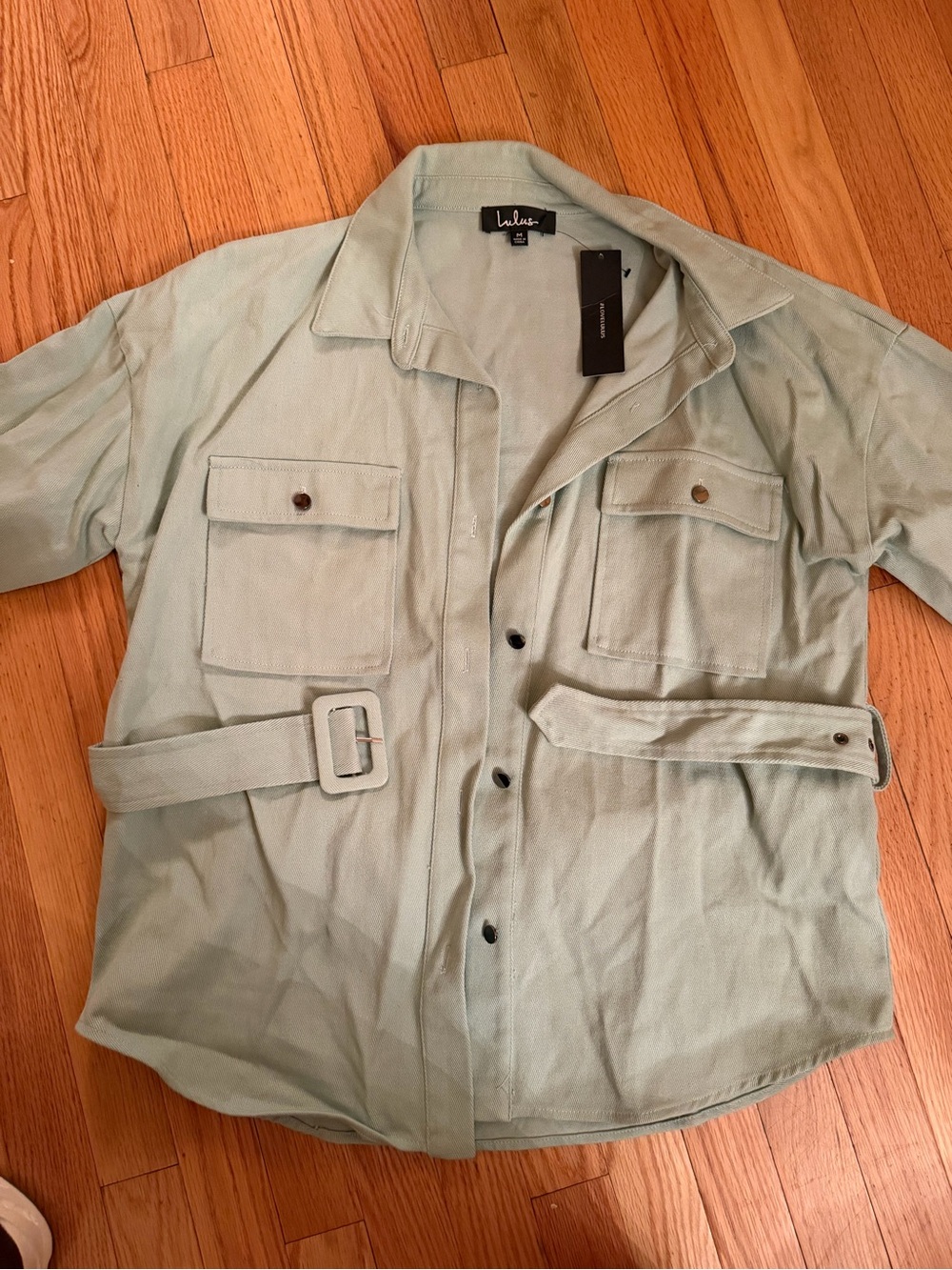Lulu's Light Sage Utility Field Jacket with Removable Belt